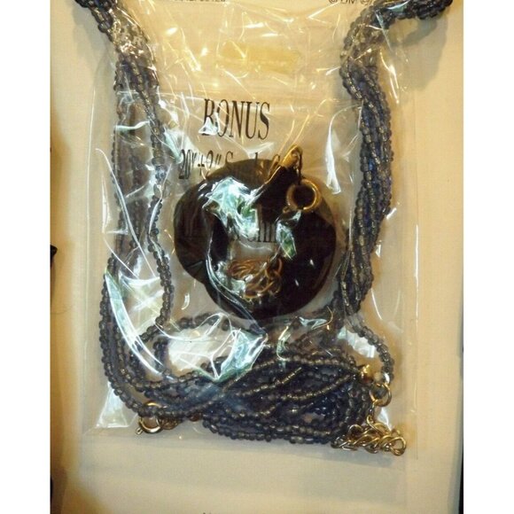 Blue Artesian Art Glass Pendant With Beaded Necklace and Cord in Gift Box JH4282 - Picture 2 of 3